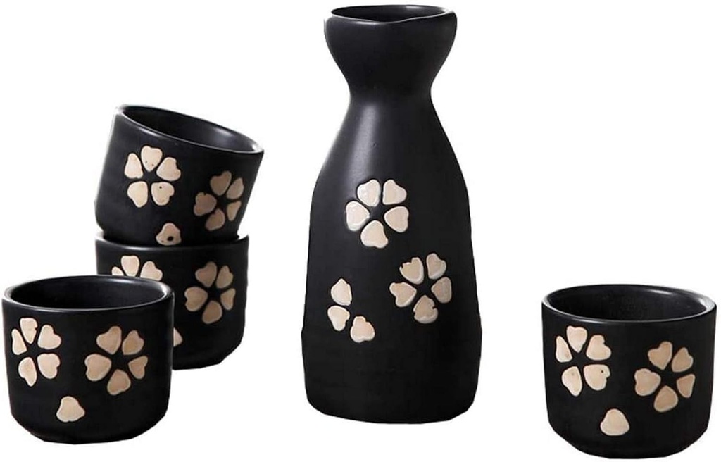 Tableware Ceramic Wine Set Japanese Sake Cup Home Warm Wine Pot Set, Black