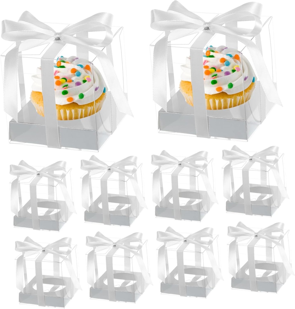 Zerodeko 10Pcs Transparent Cupcake Packing Boxes Boxes for Baked Goods for Bakeries Parties and Home Use Sturdy Ornament Boxes Inserts