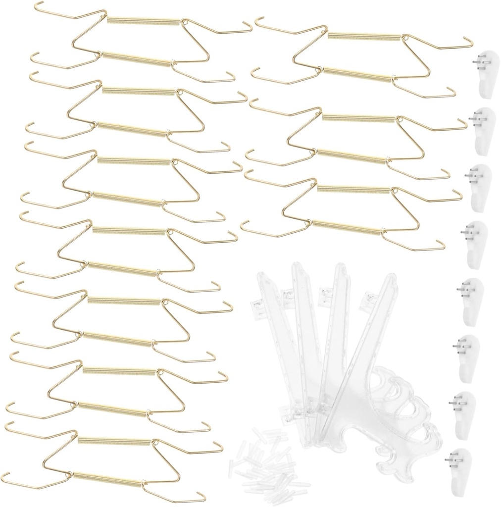 Cabilock Shaped Decorative Plate Hanger with Invisible Spring Hook Stainless Steel Wall Hook for Displaying Utensils Plates and Artwork Homes and Workspaces