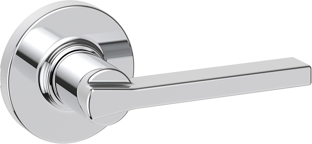 Kwikset Casey Interior Passage Round Door Handle, Lever for Closet and Hallway Doors, Reversible Non-Locking Handle Lever, Polished Chrome