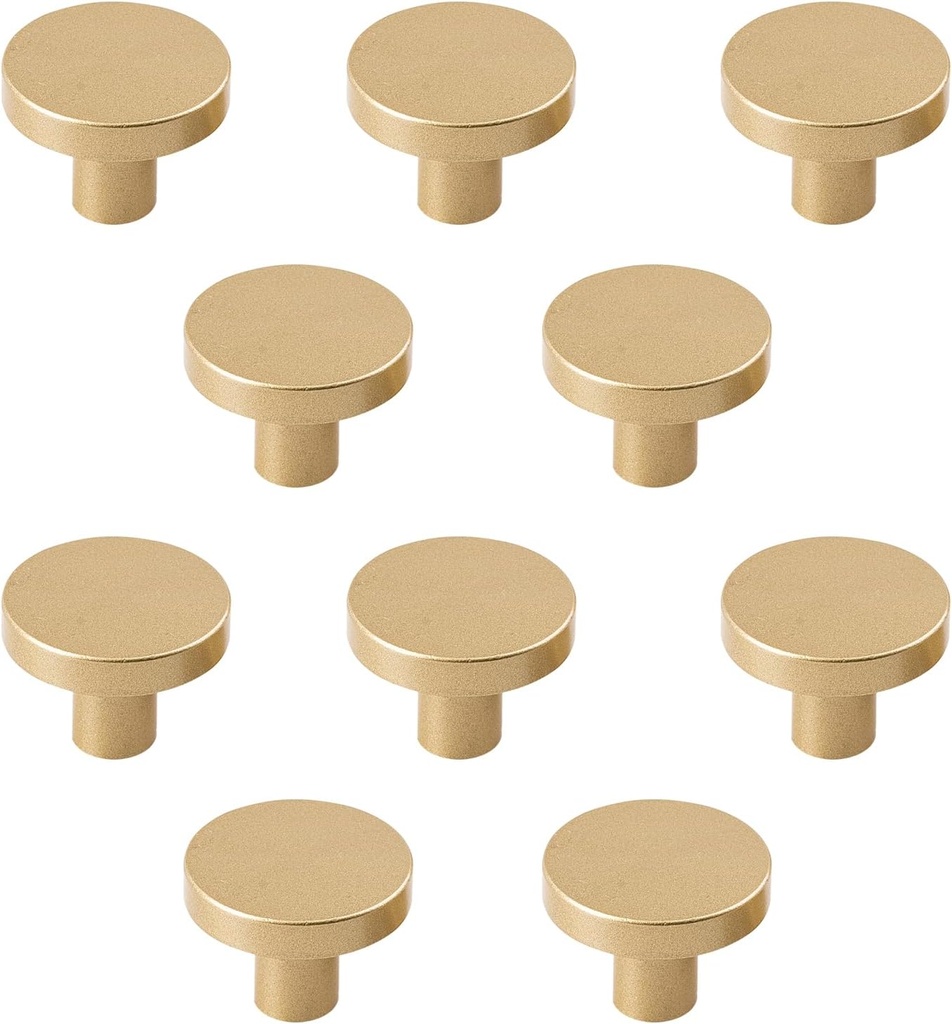 10 Pack Drawer Knob Aluminum Alloy Gold Cupboard Door Knobs Single Hole Dresser Knobs with Screws Cabinet Knobs Round Drawer Pulls