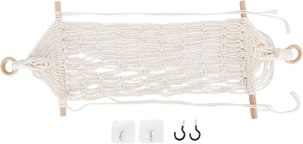 Hanging Fruit Baskets for Kitchen, Nordic Style Handwoven Cotton Veggie Decorative Fruit Net Bag for Home Boat RV Vegetable