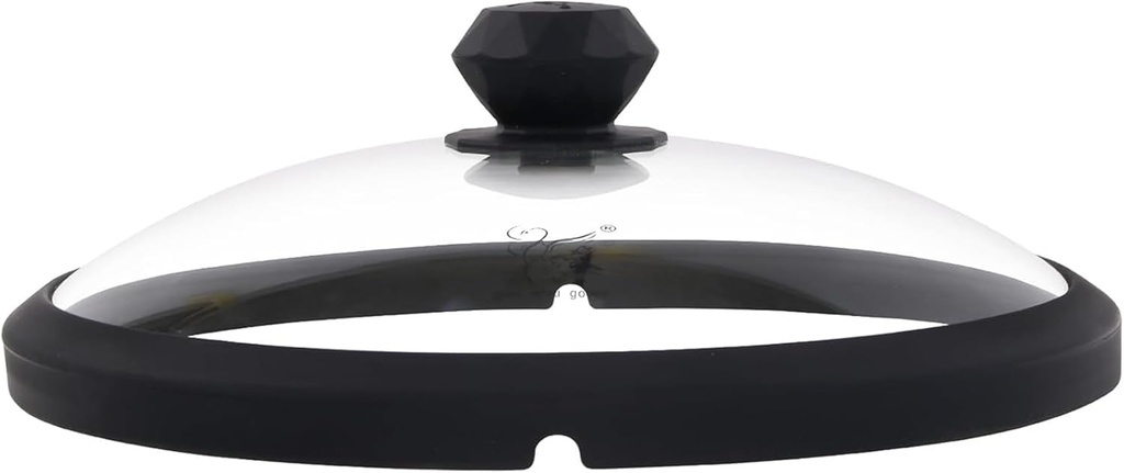 Microwave Splatter Cover Glass 10.5 Inch Vented Food Cover with Handle Tempered Glass Microwave Lid Dishwasher Safe Oven Lid for Bowls/Plates Diamond Handle Food Cover for Heating (Black)