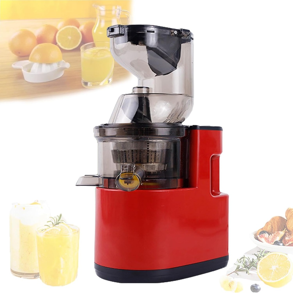 Cold Press Juicer,500ml Slow Juicer Machines With 3.15" Wide Feed Chute,Masticating Juicer With 98.5% High Juice Yield,For Whole Vegetables & Fruits,Separable And Removable,Red