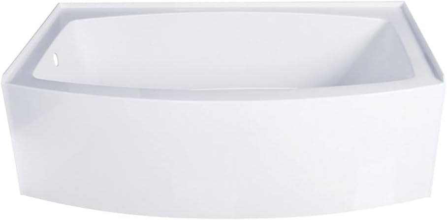 Aqua Eden VTDR663222L Inflection 66" Acrylic Curved Apron Alcove Tub with Left Hand Drain, Glossy White