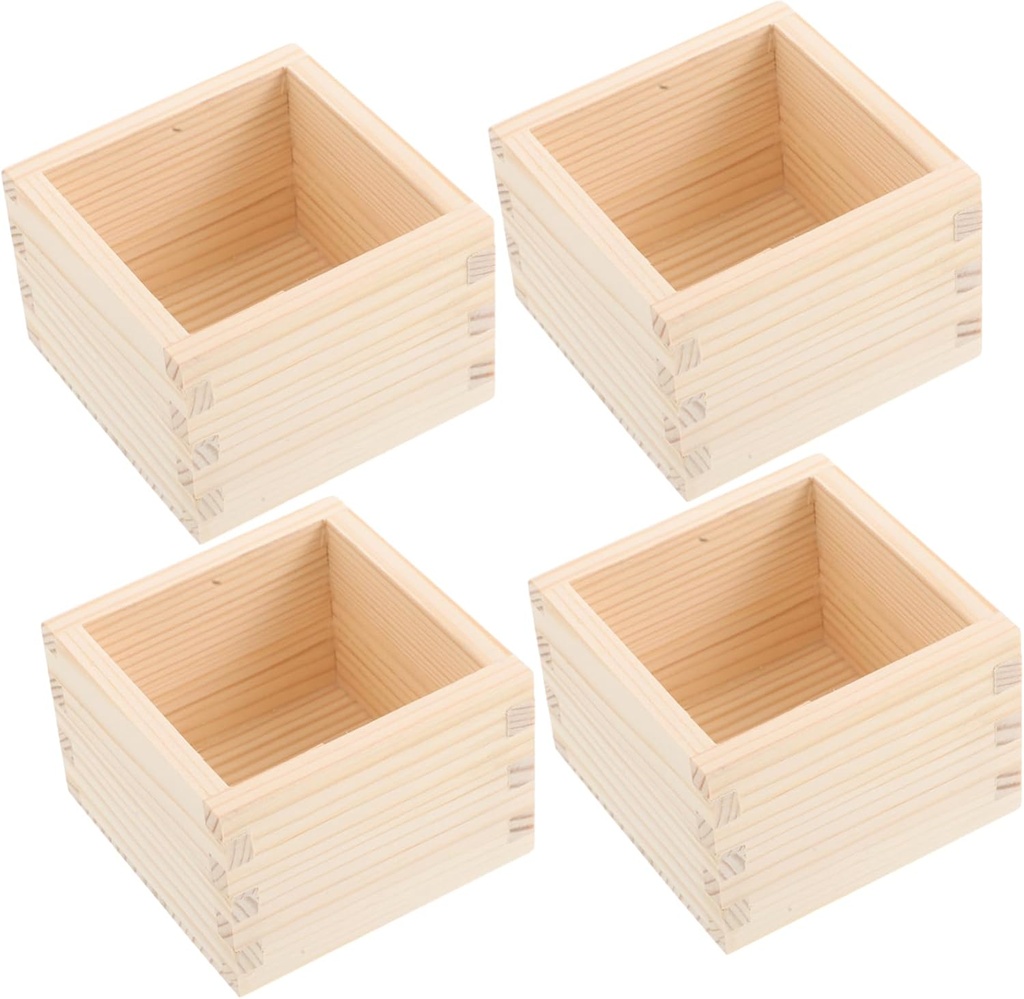PRETYZOOM 4pcs Natural Wooden Sake Cups Portable Sake Cup Container Japanese Bulk for Restaurant