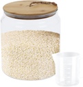 Rice Storage Container,Glass Cereal Dispenser Countertop with Bamboo Lid,Clear Airtight Food Storage Containers,135 Oz (4000ml) Kitchen Food Jars,Pantry Canister for Coffee Bean,Flour Sugar