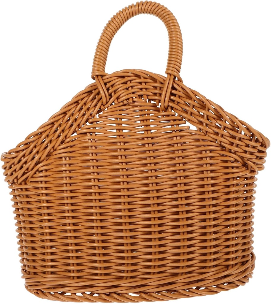 Garneck Hanging Utensil Basket Plastic Woven Basket Woven Baskets to Hang Cutlery Storage Basket Handle for Kitchen Wall Organizer