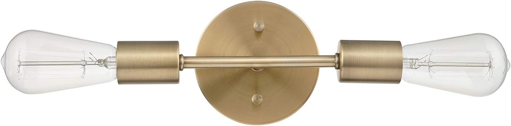 GLOBE Electric 2-Light Vanity Light, Matte Brass, Open Socket, Horizontal Vertical Mount, Glam Bathroom Lighting, 51736