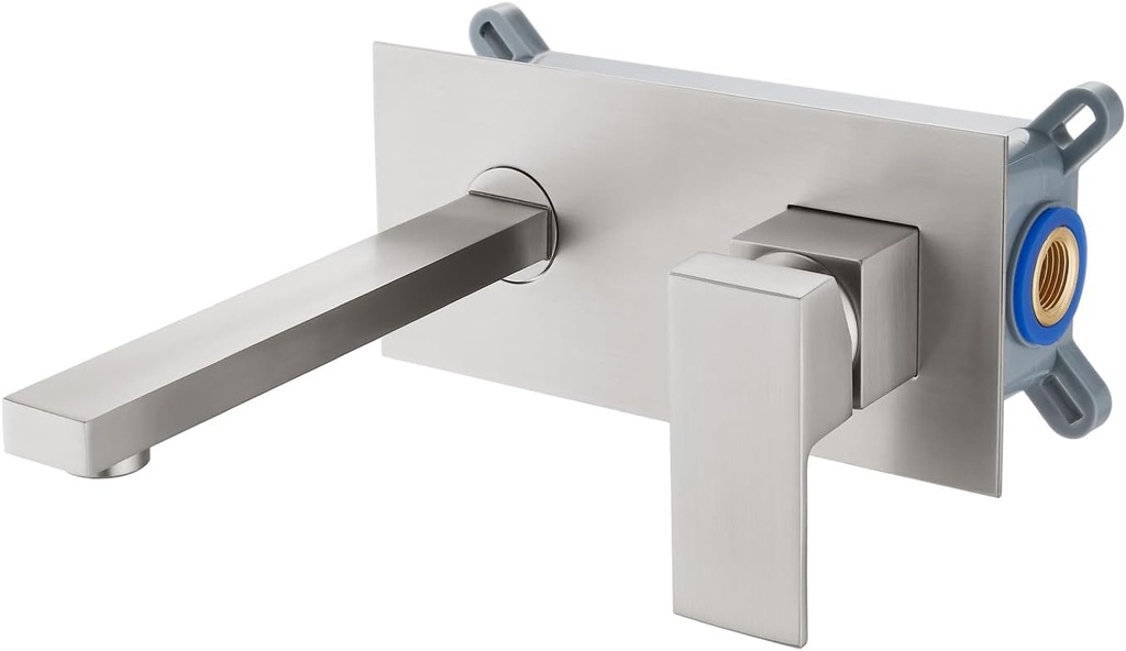 Wall Mount Bathroom Sink Faucet Single Handle Lavatory Vanity Basin Mixer Tap Bathtub Faucets Rough-in Valve Included, Brushed Nickel