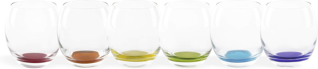 Excelsa Granada Set of 6 Glasses, Transparent with Coloured Background