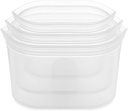 Zip Top Reusable Food Storage Bags | 3 Dish Set [Frost] | Silicone Meal Prep Container | Microwave, Dishwasher and Freezer Safe | Made in the USA
