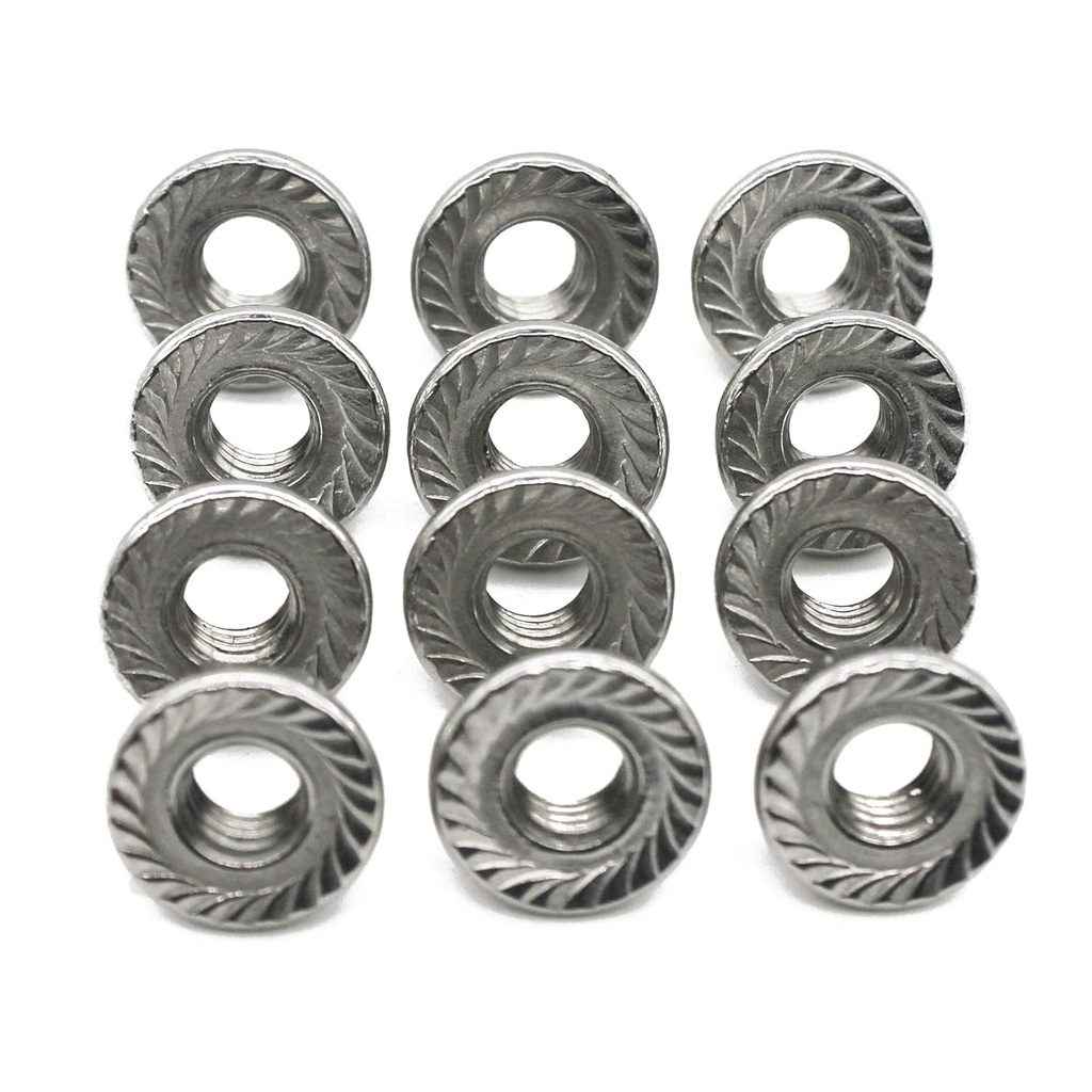FullerKreg M4 x 0.7mm 304 Stainless Steel Serrated Hex Flange Lock Nuts （100 Pcs）