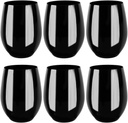 Blue Sky Stemless Goblets Black 6 Count - 12 oz Plastic Disposable Glassware for Party and Events