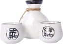 1Set Japanese Sake Bottle and Cup Set Handheld Pot with Wine Cups for Home Bar Restaurant Special Occasions Holiday Family and Friends