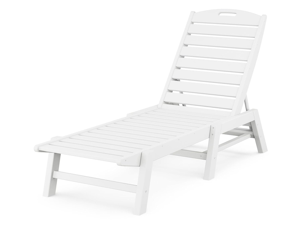 POLYWOOD NAC2280WH Nautical Patio Chaise, White