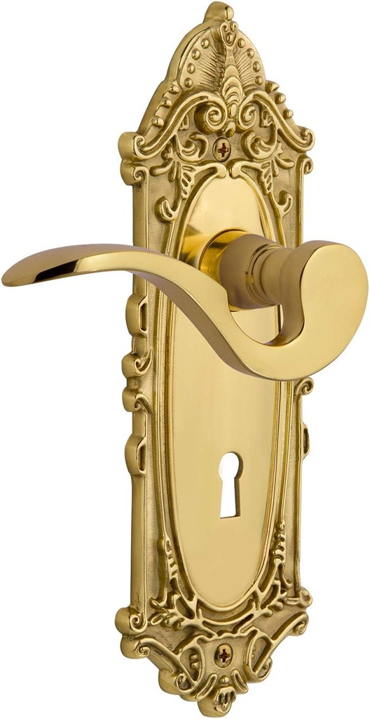 Nostalgic Warehouse Victorian Plate Single Dummy with Keyhole Manor Lever in Unlacquered Brass