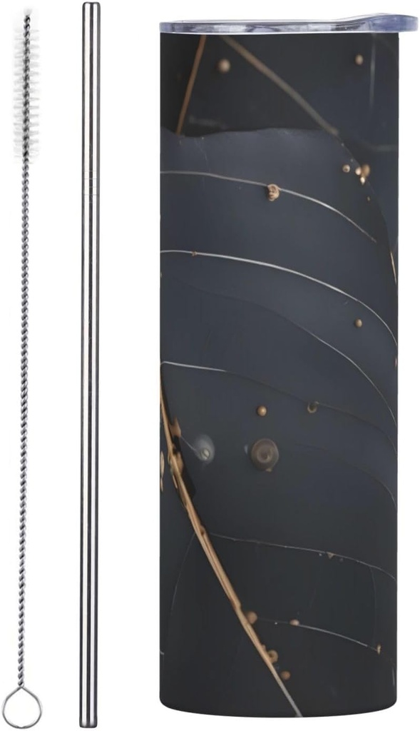 20ozEnchanted Plant Leaves stainless steel straw lid cup, double-layer stainless steel, can be drunk directly or with a straw