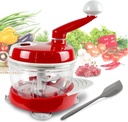 Versatile Hand-Cranked Food Processor - Manual Chopper, Meat Grinder Vegetable Chopper, Slicer Spinner Dicer for Salad, Fruits, Nuts, Herbs, and Onions - Includes Stable Base
