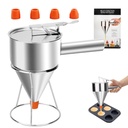 Pancake Batter Dispenser, 40 OZ Multi-Caliber Stainless Steel Funnel Cake Dispenser with Stand Great for Pancakes, Cupcakes and Baked Goods (Silver)