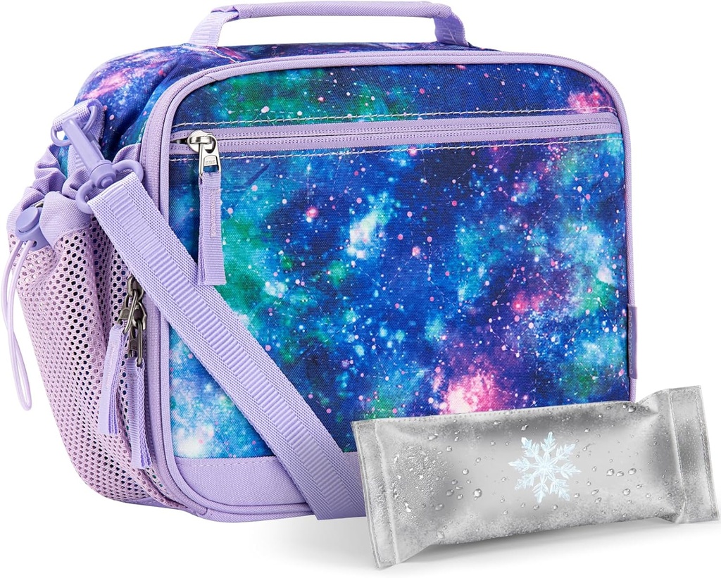 Choco Mocha Galaxy Lunch Box Kids Lunch Box for Girls Lunch Boxes for School Lunch Bag ice packs with Shoulder Strap for Toddler Preschool Kindergarten Purple