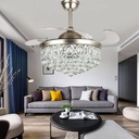42 inch Crystal Ceiling Fan with Lights Luxury Chandelier Lighting with 3 Color Level, Modern Invisible Silent Ceiling Fans with Remote Fix for Dining/Living Room