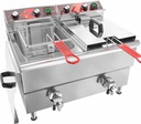 EGGKITPO Commercial Fryer Stainless Steel Electric Deep Fryer with Oil Filtration and Timer 24L Large Capacity Dual Tank Fryer with Baskets and Lids Countertop Deep Fryer for Restaurant Use 120V 3500W