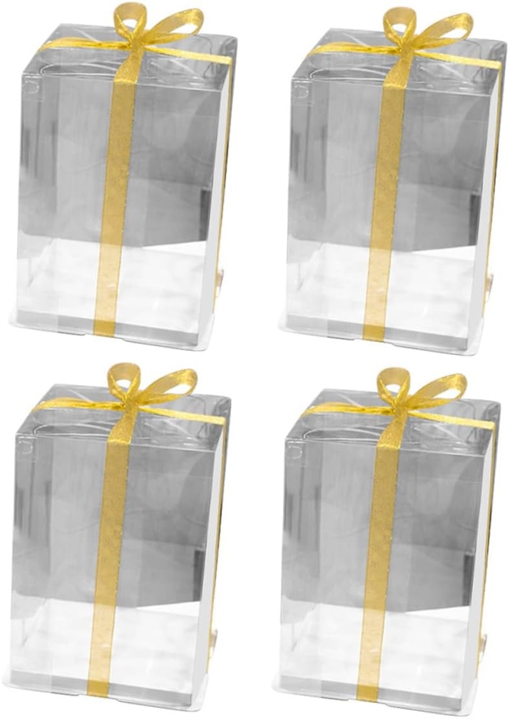 GLEAVI 4 Pcs Transparent Plastic Cake Containers Birthday Cake Storage Boxes with Clear Design for Parties and Gift Decorations