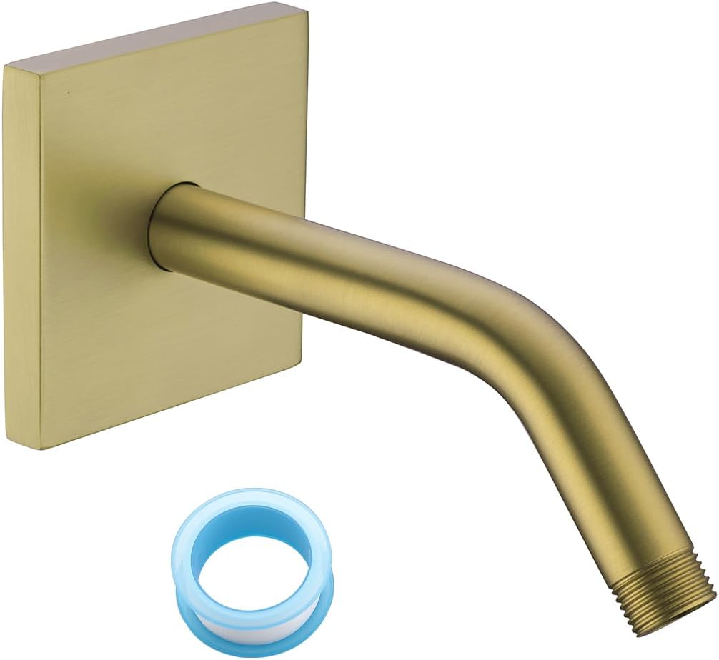 Stainless Steel Shower Arm Wall Mounted Shower Head Extension Pipe Bathroom Accessories 6 Inch Brushed Gold,SW-91018-6BG-SQ.