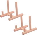 2Pcs Wooden Desktop Display Racks for Tea Cakes and Plates Dish Storage Stands Lightweight and Stable Design for Home Decoration and Organization