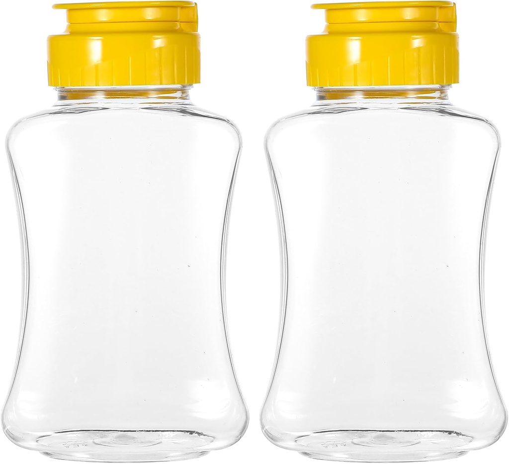 2 Pcs Honey Bottles Honey Container Plastic Honey Squeeze Bottles Honey Jars with Lids Honey Dispenser No Drip Empty Bottles for Ketchup Mustard Dressing Sauce Syrup Oil Epoxy, 180ml
