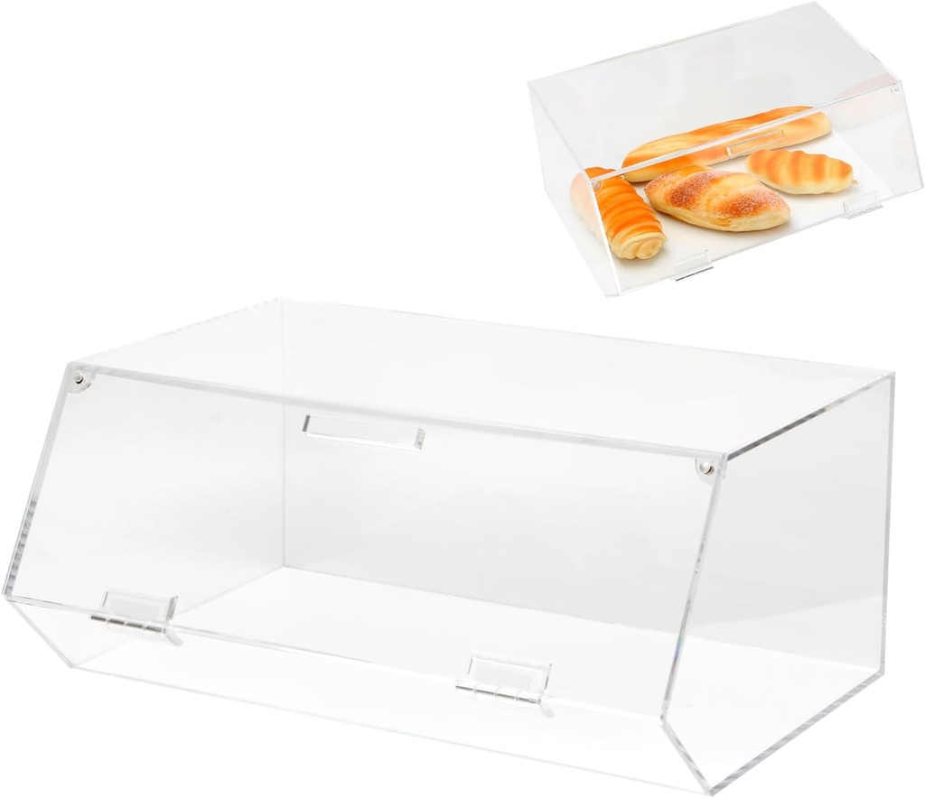 Acrylic Stackable Bakery Box with Non-Slip Mat, Pastry Display Case, Kitchen Pastry Container Display, Portable Storage Holder Stand for Baked Goods, Fruits, Vegetables, 15.3" x 10.4" x6.7"