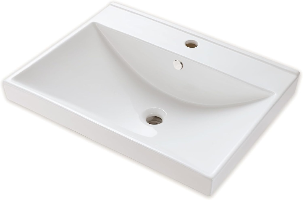 Luxier CS-029 Bathroom Rectangular 24-1/2 in. Drop-In Ceramic Bathroom Sink in White