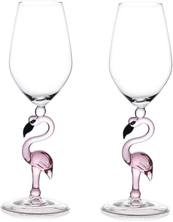 Creative Pink Flamingo Cocktail Martini Goblet Glass Cool Tableware Unique Bar Wine Set (2, 330ml wine glass)