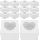 Mini Individual White Cupcake Box with Heart Shaped Window, 25pcs Small Single Favor Bakery Candy Paper Box Container for Mini Cake Cupcake Cookie Dessert Pastry Wedding