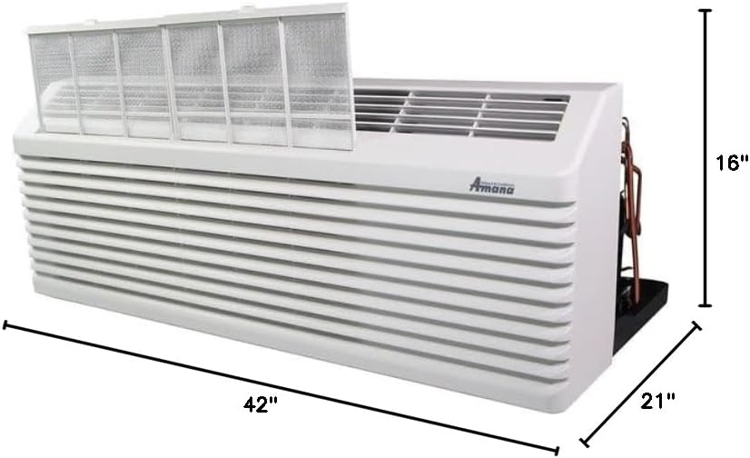 J-Series PTAC Model PTC073J35AXXX- 7000 BTU 3.5 Kw Wall Mounted Air Conditioner and Heater Combo for Hotel, Motel, Apartment, Sunroom, and Garage. DS01G, WS900QW. SGK01B, DK900QW