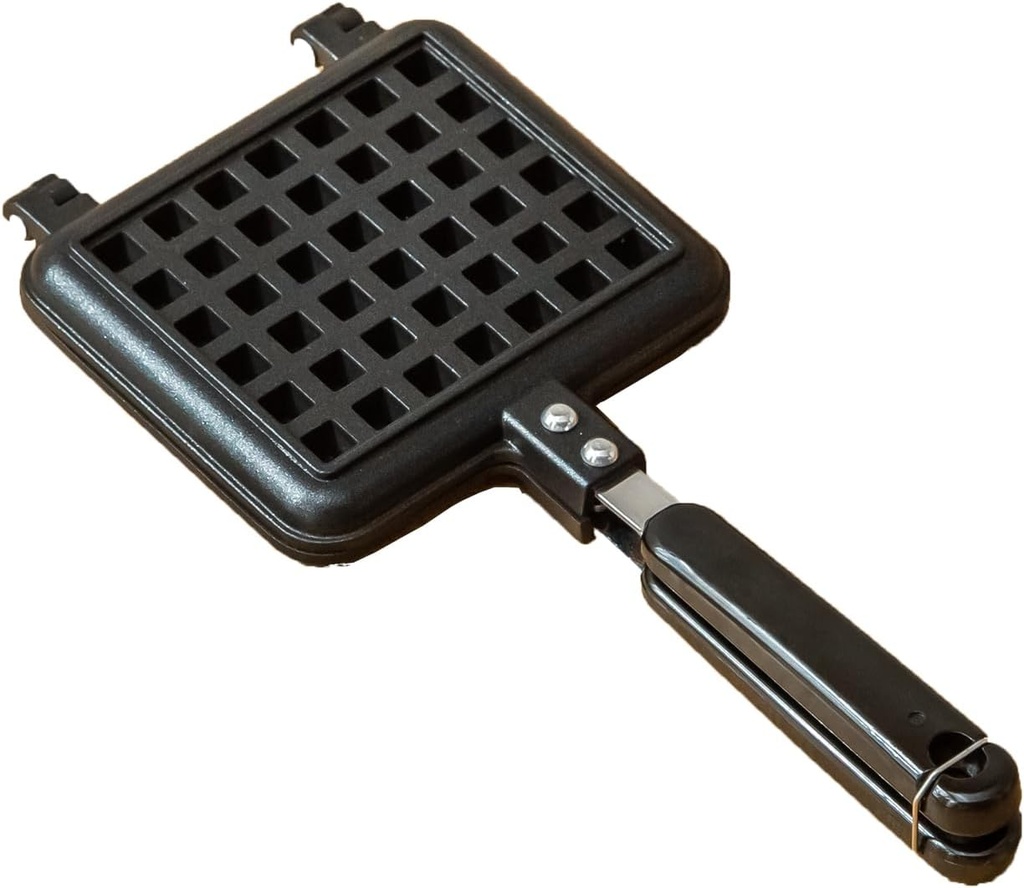 Baffect Non-stick Cast Aluminum Stovetop Waffle Iron, 5.7 Inches Camping Waffle Maker Pan, Portable Stove Top Aluminum Waffle Maker Pan for Family Breakfast Baking