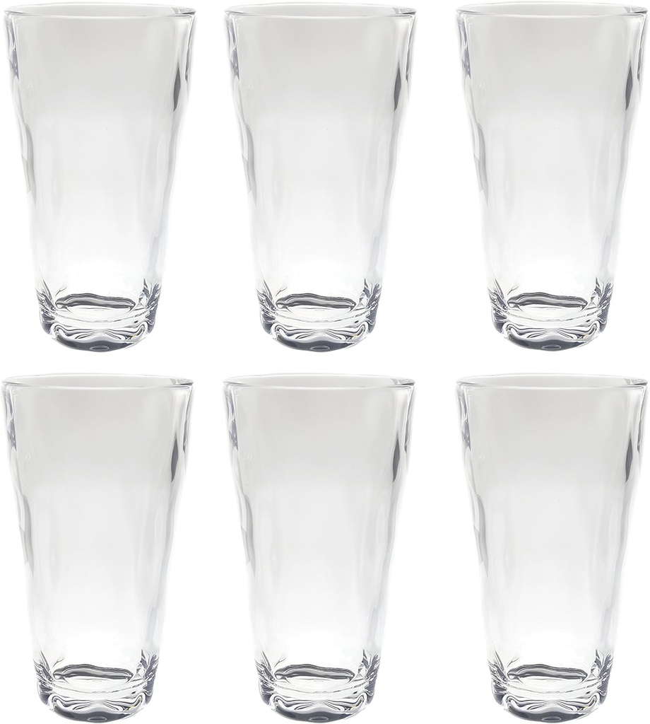 QGoods QG 22 oz. Acrylic Plastic Iced Tea Cup Drinking Glass Tumbler Set of 6 Clear CG132-CL