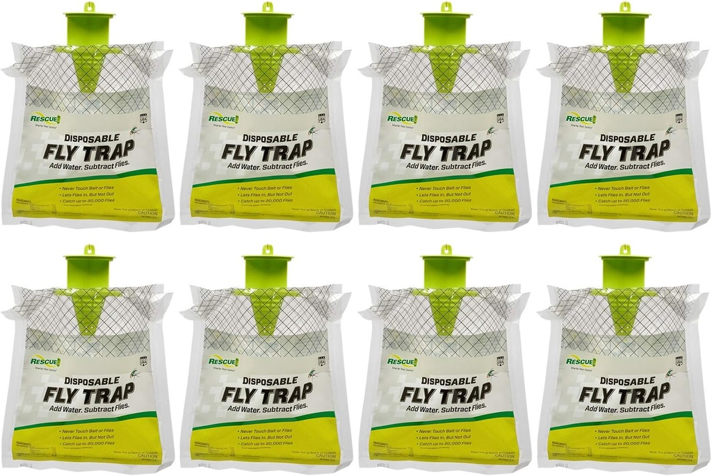 RESCUE! Outdoor Disposable Hanging Fly Trap - 8 Traps