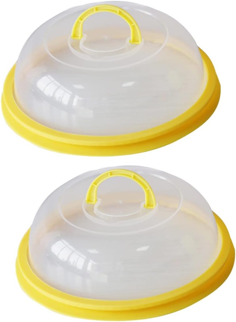 2Pcs Microwave Food Cover Sturdy Heating Lid for Plates and Bowls Easy to Use Design with Handle for Oven and Refrigerator Use