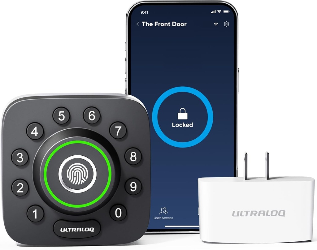 ULTRALOQ U-Bolt Pro Smart Lock with WiFi Bridge, Keyless Entry Door Lock with Fingerprint, App Remote Access, Share Code, Auto Unlock, Biometric Deadbolt, Smart Locks for Front Door, 1Year Battery