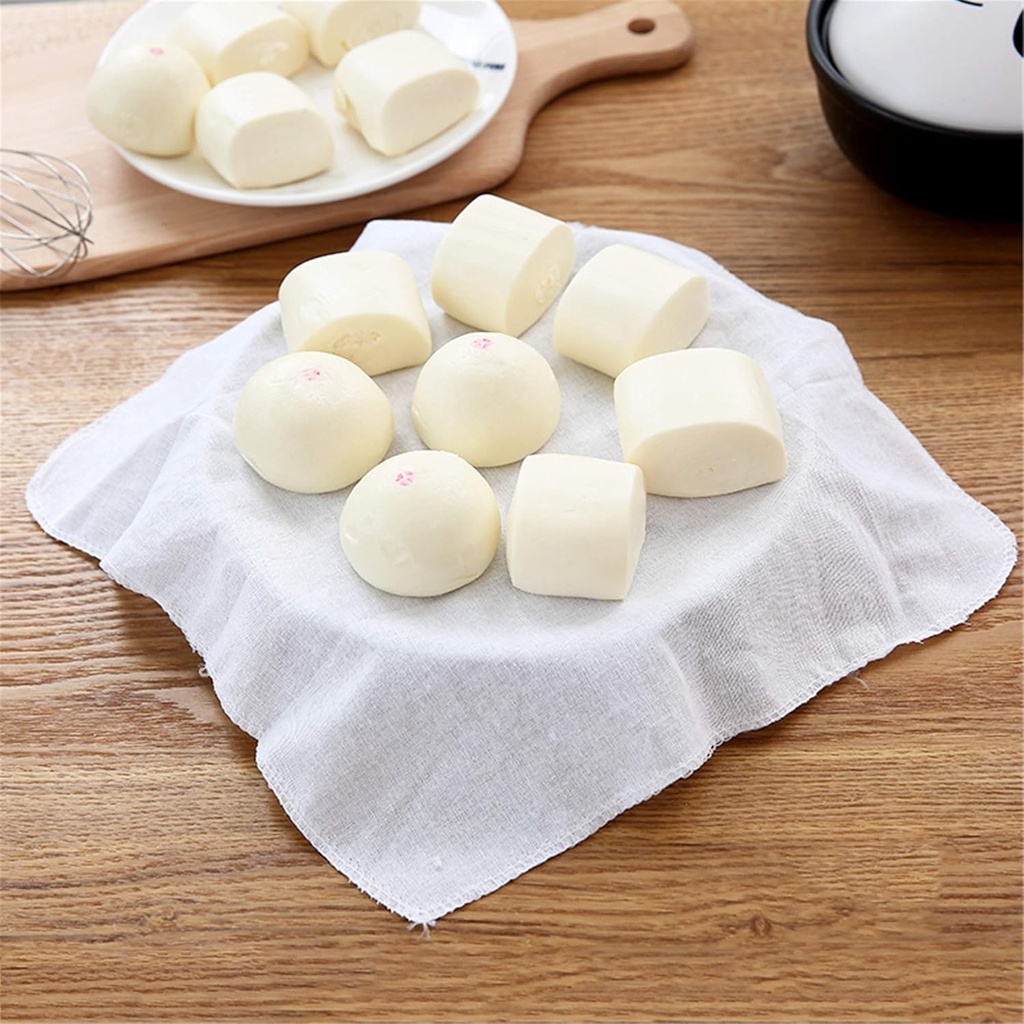 6 Pcs Steamer Mesh Non-Stick Cotton Square Dumplings Mat Reusable Steaming Pad Steamed Buns Baking Pastry Dim Sum Mesh for Steaming Basket, Pots