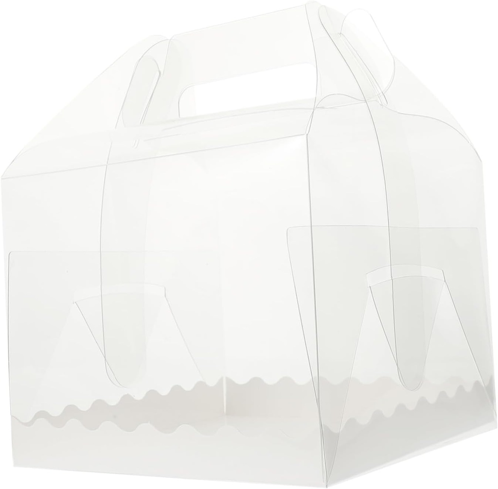 10-Piece 4-Inch Plastic Cake Box Carrier Handle for Birthday Cakes and Mousse Desserts for Bakery Packing and Transport
