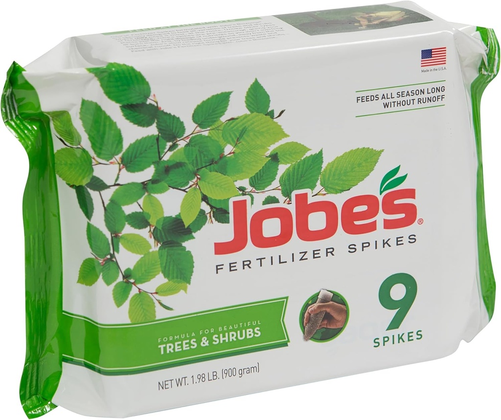 Jobe’s Slow Release Tree and Shrub Fertilizer Spikes, Easy Plant Care for Oak, Maple, Dogwood, Boxwood, and Many More Acid Loving Trees and Shrubs, 9 Count