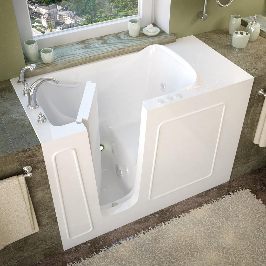 2653LWH 26x53 Left Drain White Whirlpool Jetted Walk-In Bathtub