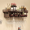 Industrial Vintage 2-Tier Wine Racks Wall Mounted, Rustic Metal Hanging Wine Bottle Holder Goblet Stemware Rack, Wall Wine Holder for Bar Wine Cellar Kitchen (Size : 100×30cm)