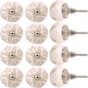 Alpha Living Home Ceramic Cabinet Knobs Set of 12 - Ceramic Pull Handle with Heavy Duty Metal Back Plate for Cabinets, Drawer, Cupboard, Furniture, Modern Kitchen Hardware, DIY Home (Cream Ivory)