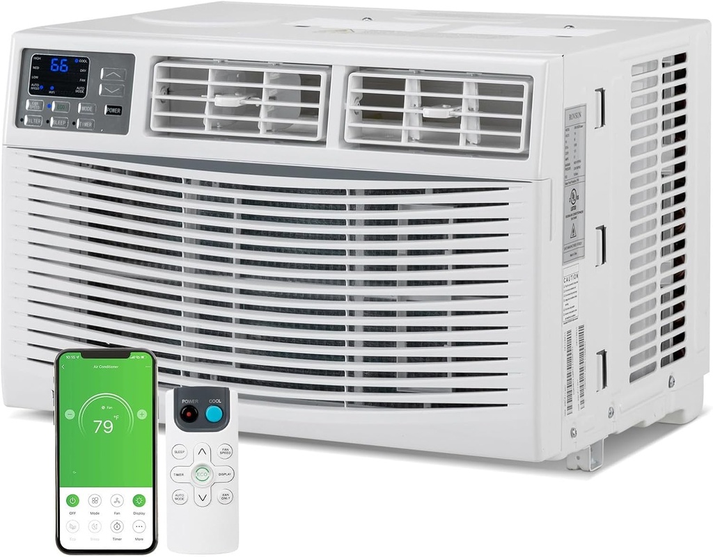 Bonnlo WIFI-Enabled 12000 BTU Air Conditioner Window Unit, Energy Saving Room Air Conditioner, AC Unit with Remote Control & Timer Function Ideal for Rooms up to 550 Square Feet, 115V/60Hz, White