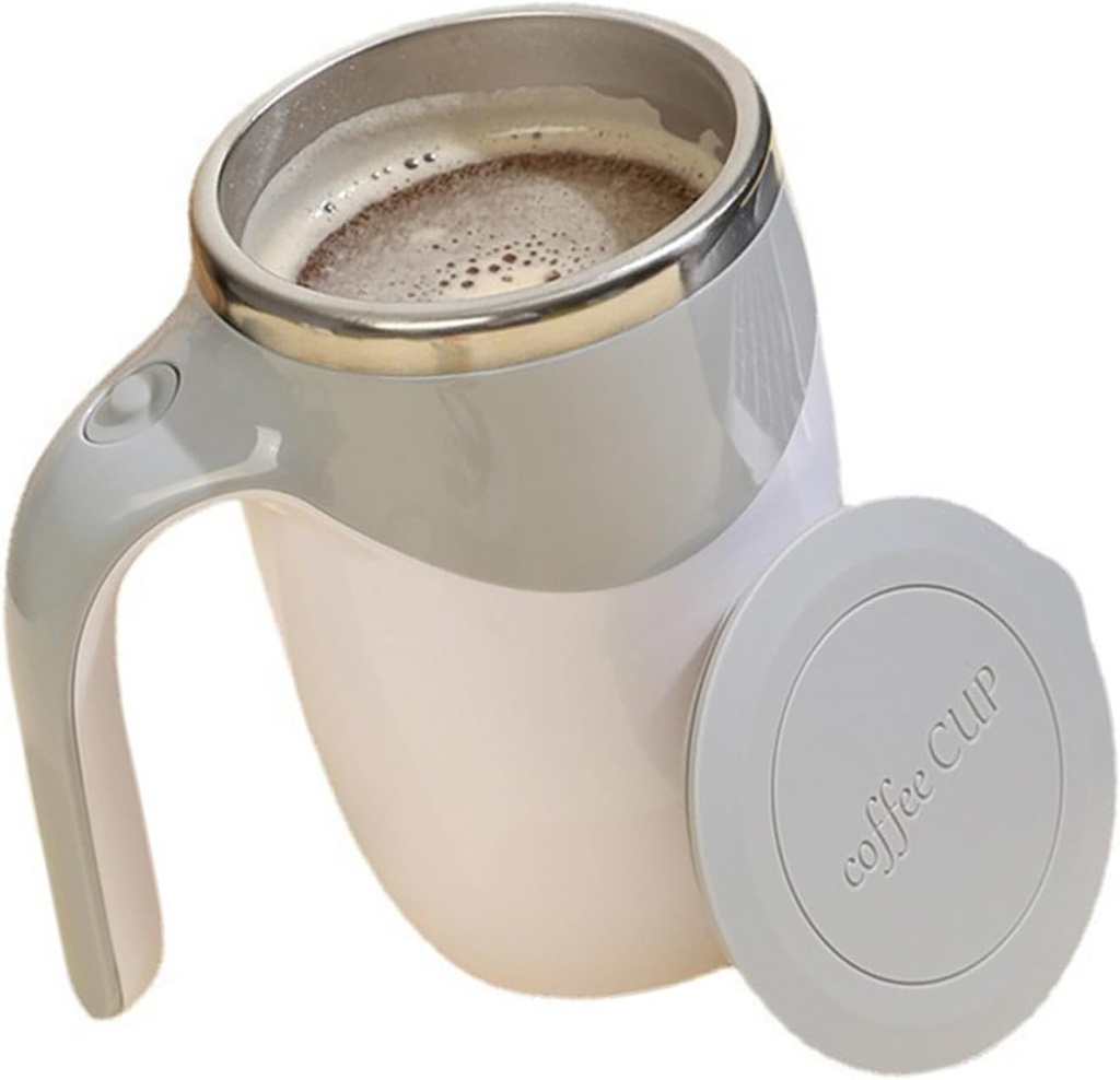 Stainless Steel Stirring Milk Mug Portable Rotating Coffee Mixing Cup Drinkware For Office Kitchen Travel Use
