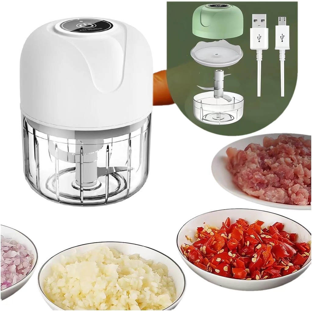 USB Rechargebale Electric Garlic Grinder - 2023 New Mini Portable Wireless Chopper Electric, Mini Chopper Small Blender Food Processor, Onion Meat Nut Chopper Vegetable Cutter
